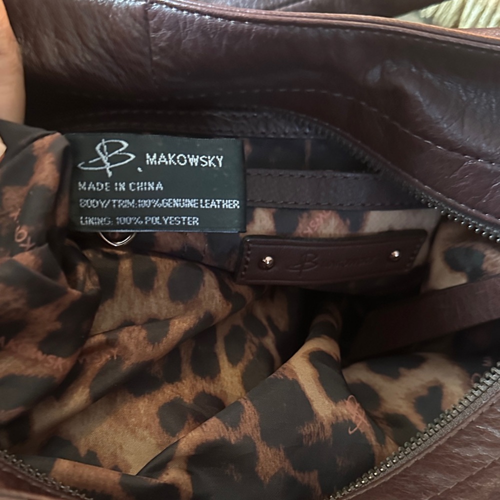 b. makowsky Rich Brown with rose gold hardware Leather Hobo Bag - Picture 6 of 10
